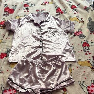 SHEIN Satin Pajama Set in Lavender